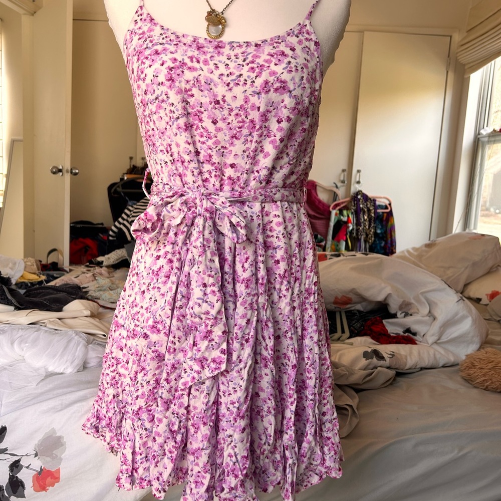 Aqua pink and white floral dress